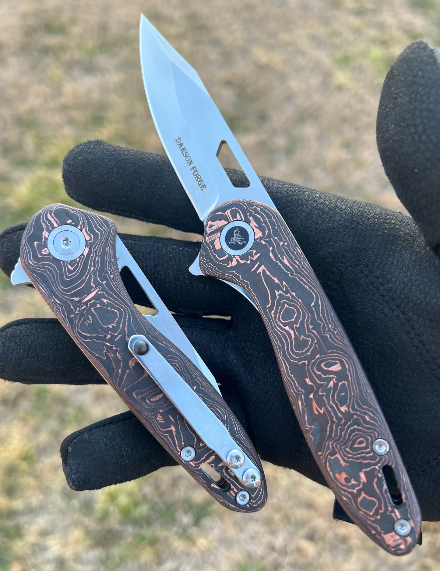 DFF-007 Custom Copper & Carbonfiber Scales Folding Knife